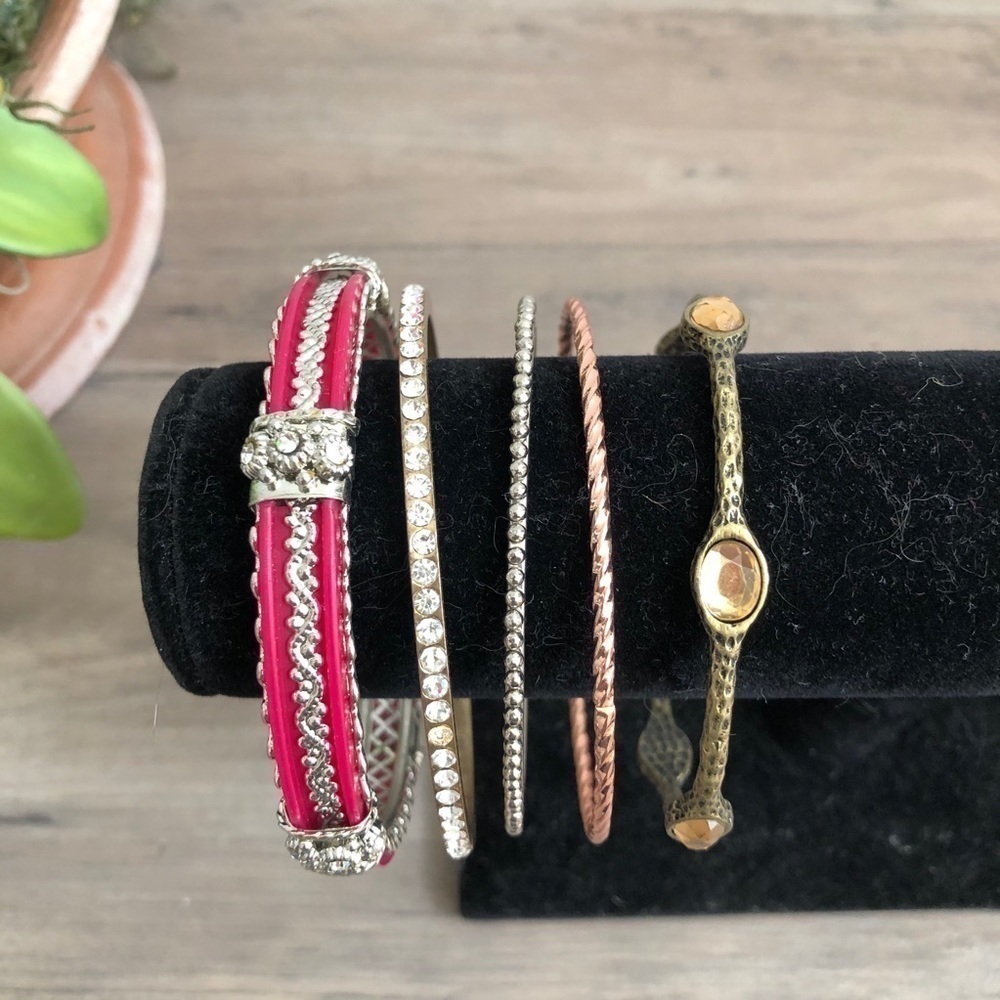 Lot Variety of Bangle Bracelets-Gold and Silver - Picture 2 of 10